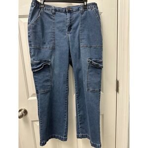 Gogo Jeans Skater Jeans Collection Cargo Pocket Distressed Size 18 Holes Elastic